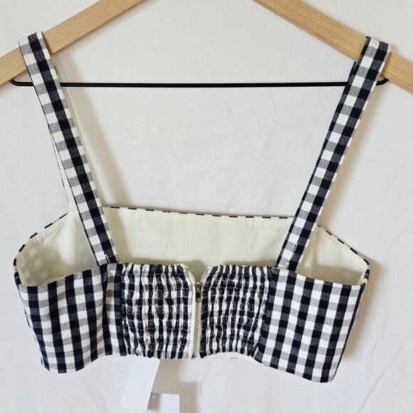 NWT WAYF Carlotta Navy Gingham Crop Top Size S | Blue & White Summer Tank - Picture 4 of 5